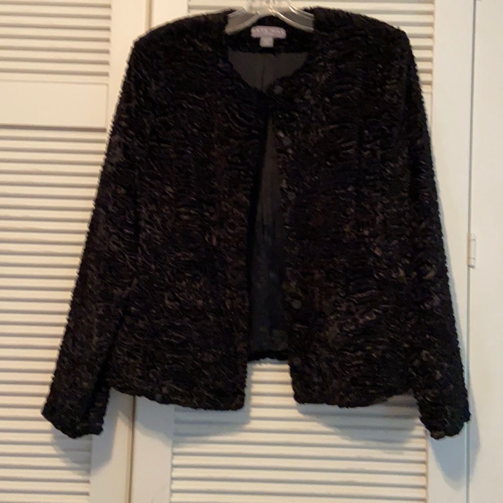KATE HILL Crushed Faux Fur Jacket